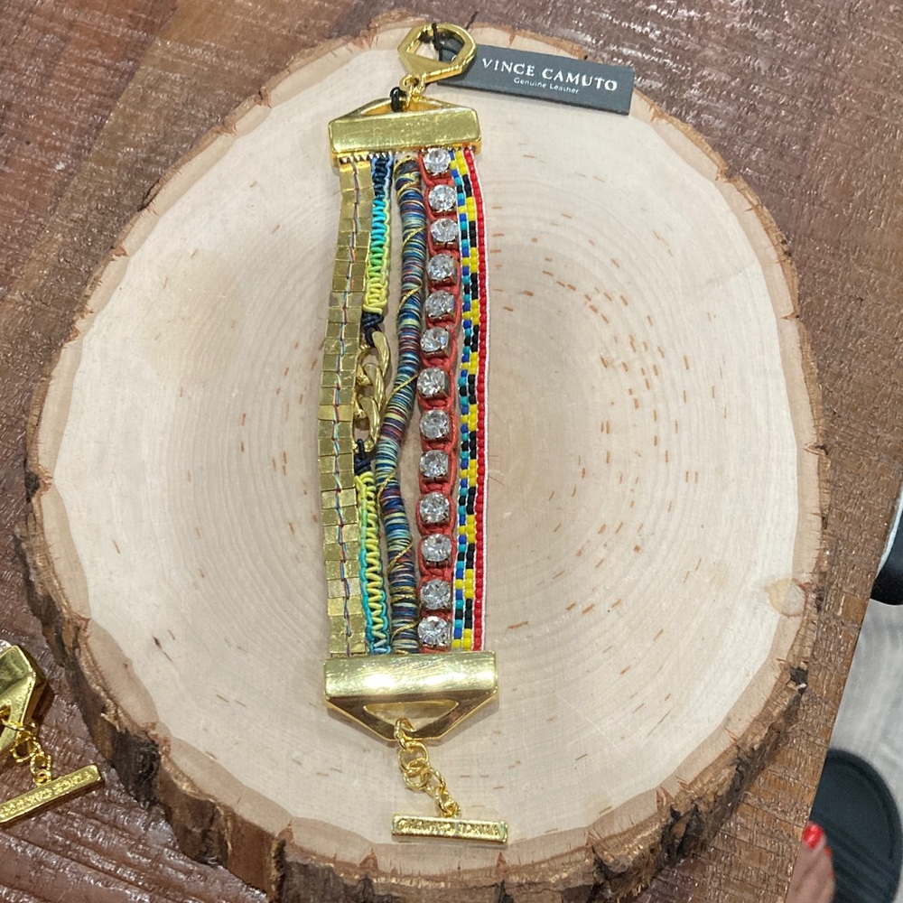 Vince Camuto Colorful Beaded Bracelet with Gold Accents